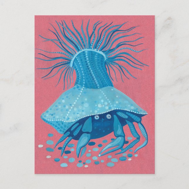 Carte Postale Hermite Crabe Mer Océan Sous-marin Animaux Peintur (Devant)