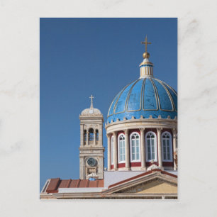 Carte Postale Hermoupolis, île de Syros, Grèce. Dôme bleu de