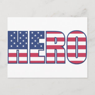 Carte Postale Hero américain Drapeau Étoiles rayures Rouge Blanc