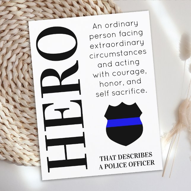 Carte Postale Hero Thin Blue Line Merci de police (Créateur téléchargé)