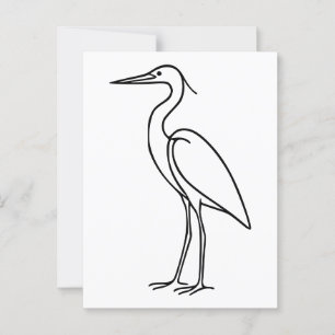 Carte Postale Heron Line Art - Illustration minimaliste d'oiseau