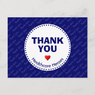 Carte Postale Héros de la santé MERCI personnalisable BLEU