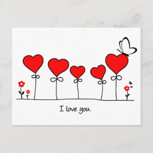 Carte Postale Herz Liebe Schmetterling - Je vous aime