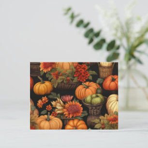 Carte Postale Heure citrouille, couleurs de l'automne,