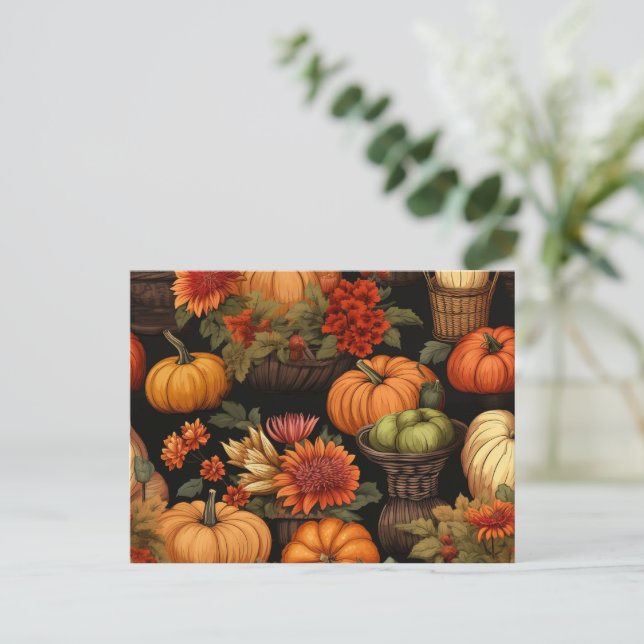 Carte Postale Heure citrouille, couleurs de l'automne MODÈLE (Debout devant)