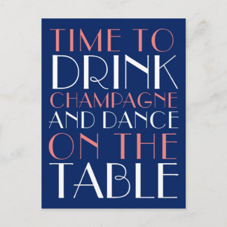 Carte Postale Heure de boire Champagne et de danser sur le