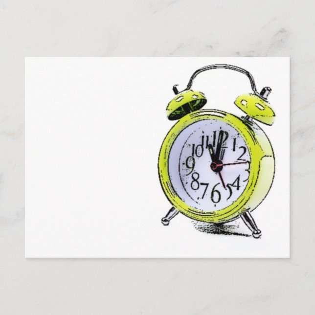 Carte Postale Heure de réactivation de l'horloge d'alarme jaune  (Devant)