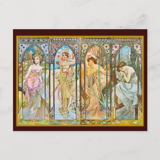 Carte Postale Heure du jour, Alphonse Mucha (Devant)
