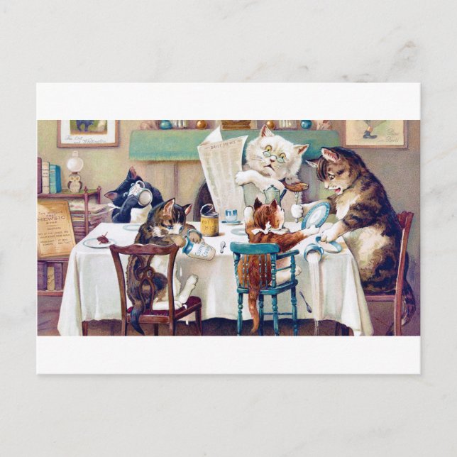 Carte Postale Heure du petit-déjeuner de chat, Louis Wain (Devant)