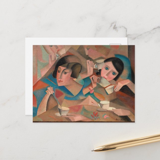 Carte Postale Heure du thé par Alice Bailly (Devant/Arrière en situation)