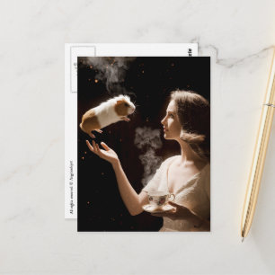 Carte Postale Heure du thé Surreal Magie Guinée Cochon