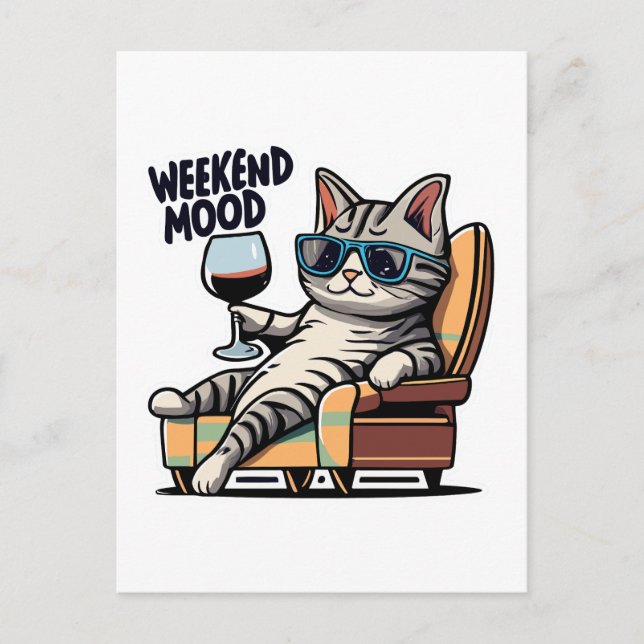 Carte Postale Heure Mood Chat Chill (Devant)