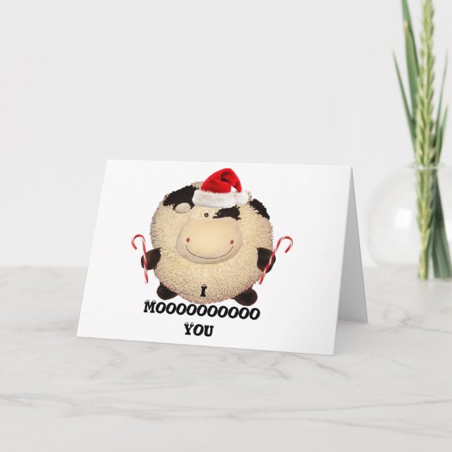 Carte postale heureuse de carte de Noël de vache (Devant)