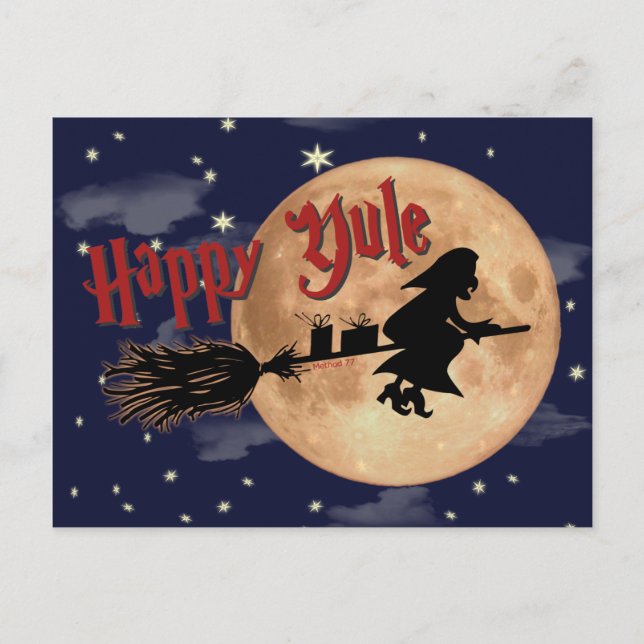 Carte postale heureuse de Noël de sorcière de Noël (Devant)
