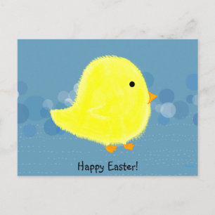 Carte postale heureuse de Pâques de poussin de