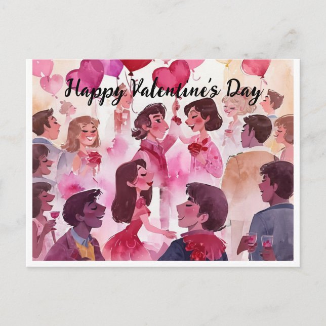 Carte Postale Heureuse Sainte-Valentin (Devant)