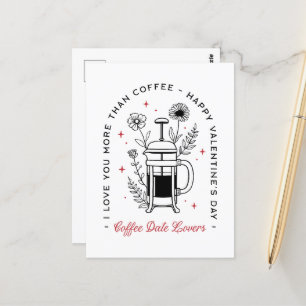 Carte Postale Heureuse Sainte-Valentin de café drôle rétro flora