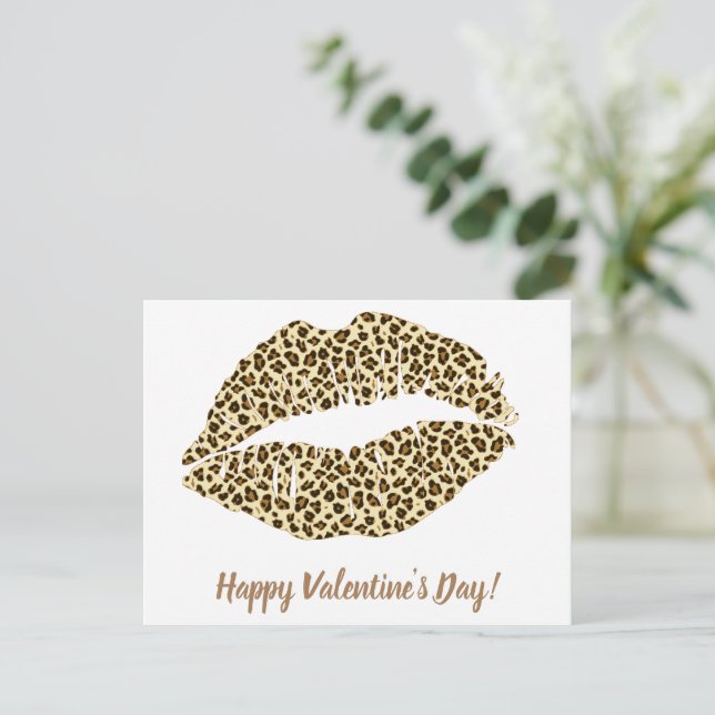 Carte Postale HEUREUSE SAINTE-VALENTIN ! Leopard Kiss (Debout devant)