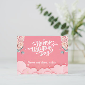 Carte Postale Heureuse Sainte-Valentin rose