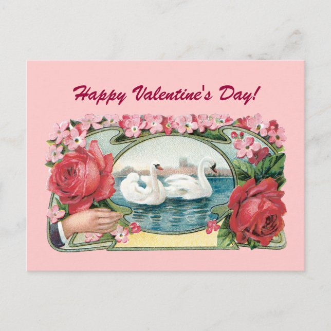 Carte postale Heureuse Sainte-Valentin Swans (Devant)