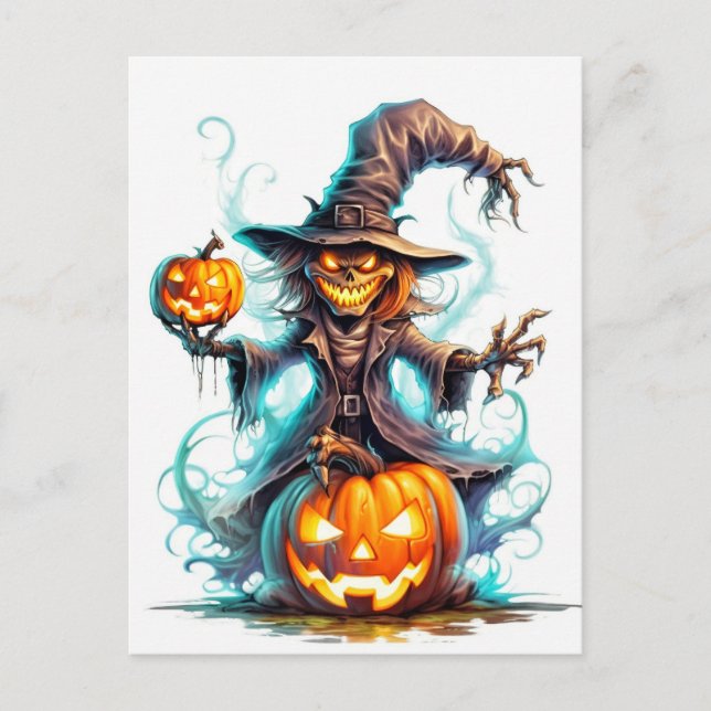 Carte Postale Heureuse sorcière fière d'Halloween (Devant)