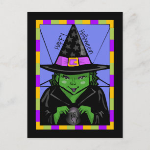 Carte Postale Heureuse sorcière mystique Halloween