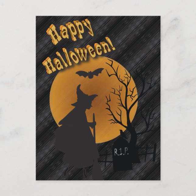 Carte Postale Heureuse sorcière Silhouette Halloween (Devant)