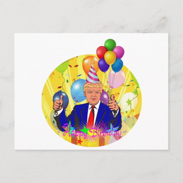 Carte Postale heureux anniversaire trump (Devant)