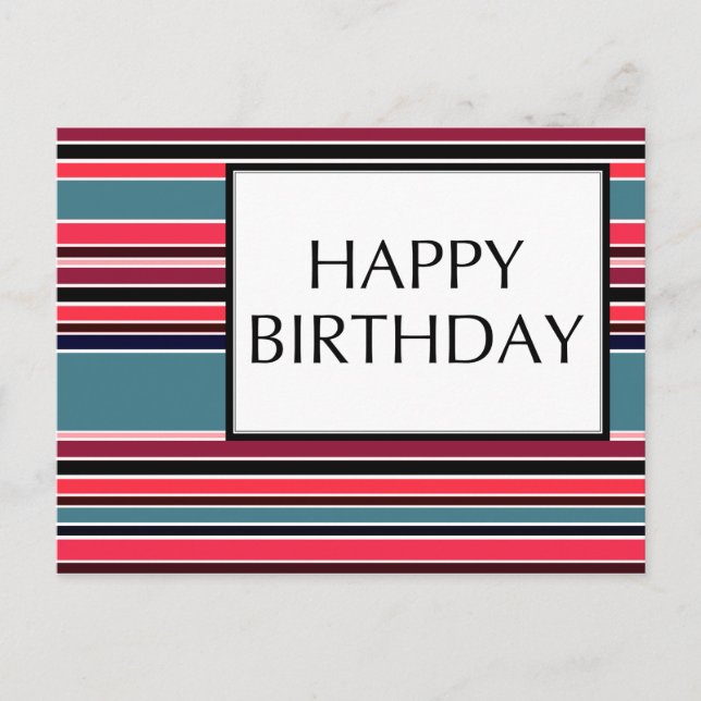 Carte Postale heureux anniversaire (wineStripes) (Devant)