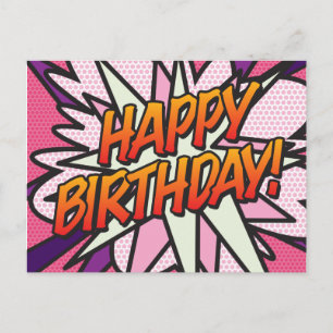 Carte Postale HEUREUX BIRTHDAYComique livre Pop Art