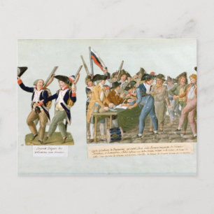 Carte Postale Heureux départ des volontaires de l'armée