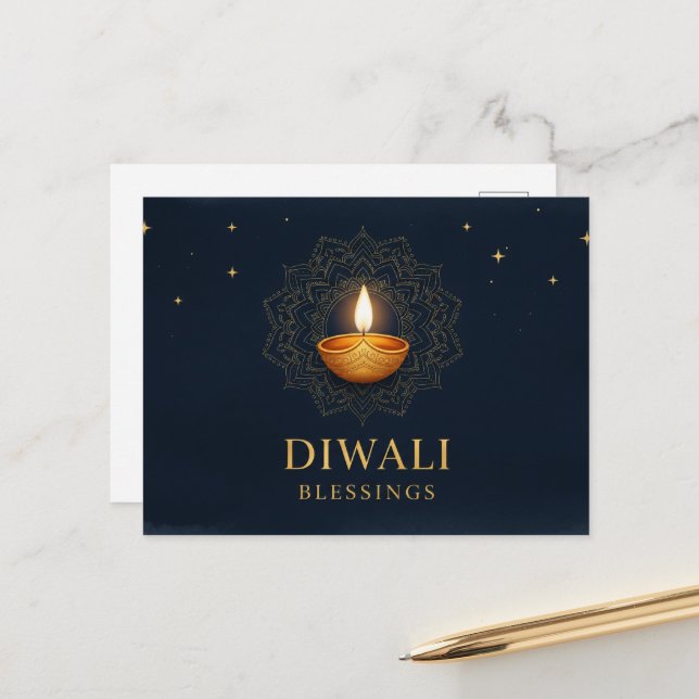 Carte Postale Heureux Diwali (Devant/Arrière en situation)