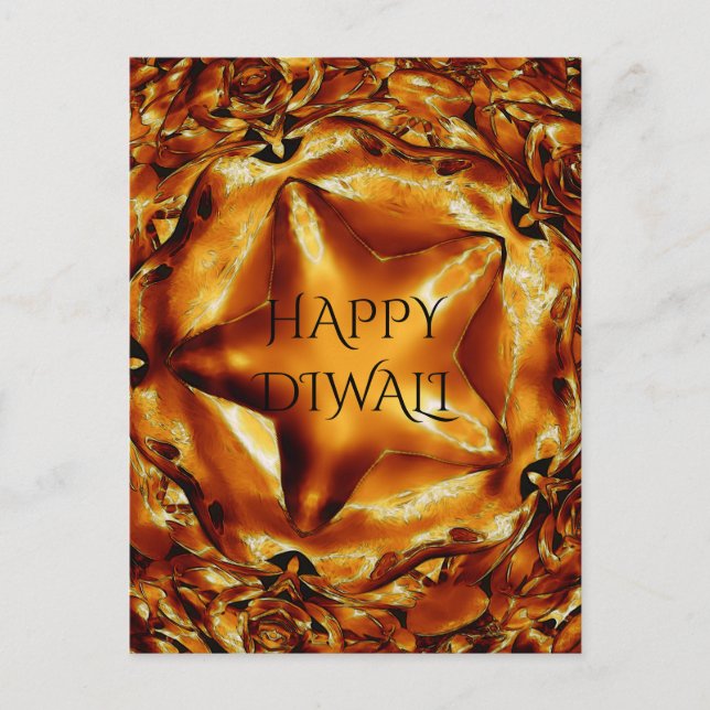 Carte Postale Heureux Diwali Salutation or cuivre brillant étoil (Devant)