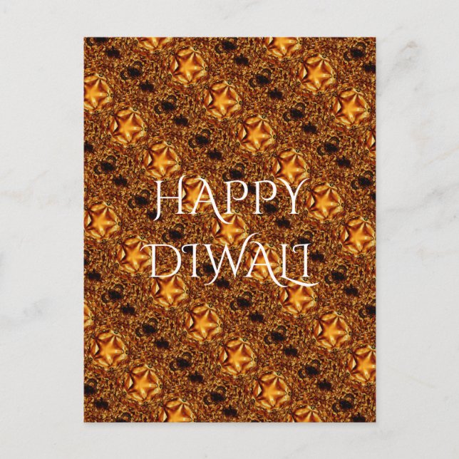 Carte Postale Heureux Diwali Salutation or cuivre brillant étoil (Devant)