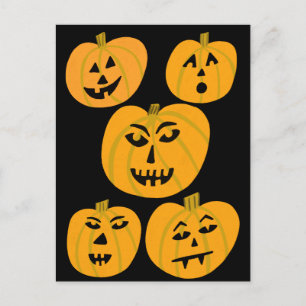 Carte Postale HEUREUX HALLOWEEN Citrouille Jack-O-Lanterns