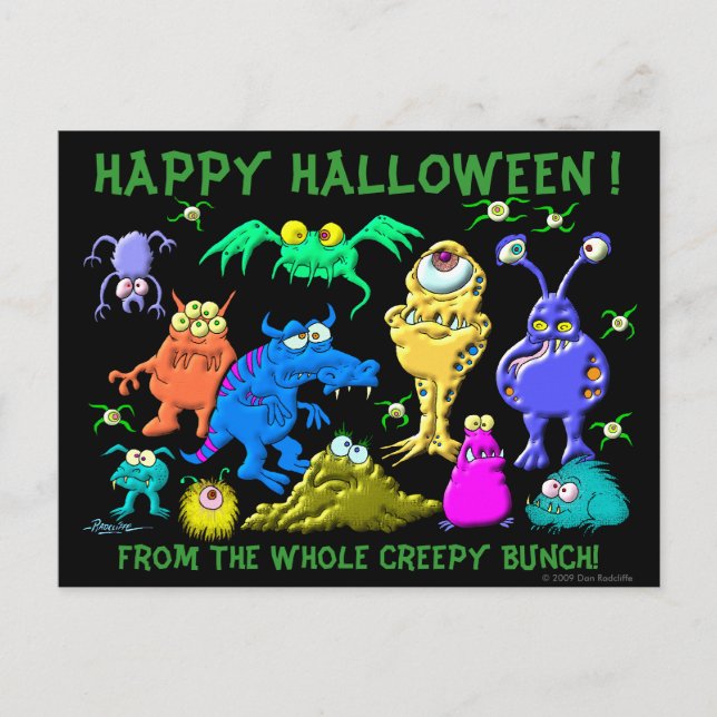 Carte Postale Heureux Halloween Fron Tout Le Groupe Déplaisant (Devant)