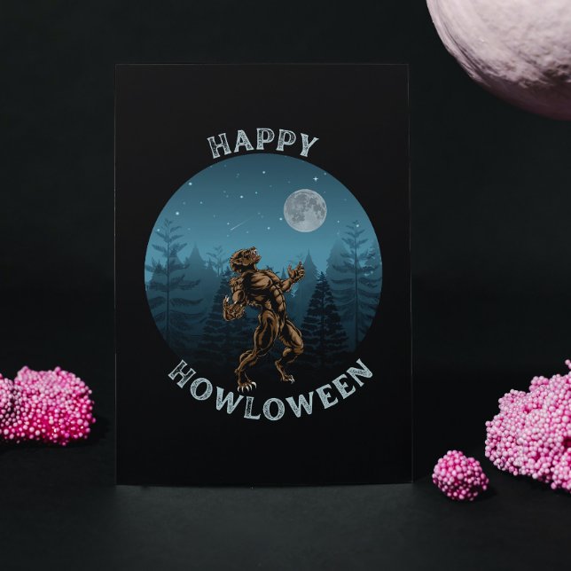Carte Postale HEUREUX HOWLOWEEN Werewolf hurler halloween (Créateur téléchargé)