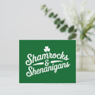 Carte Postale Heureux Jour de la Saint Patrick Lucky Shamrock&Sh