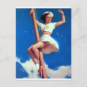 Carte Postale Heureux Marin Pin Up