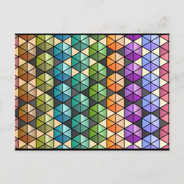 Carte Postale Hexagon Quilt (Arc-en-ciel chaud) (Devant)