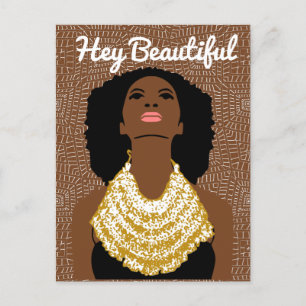 Carte Postale Hey belle femme noire avec un collier tribal