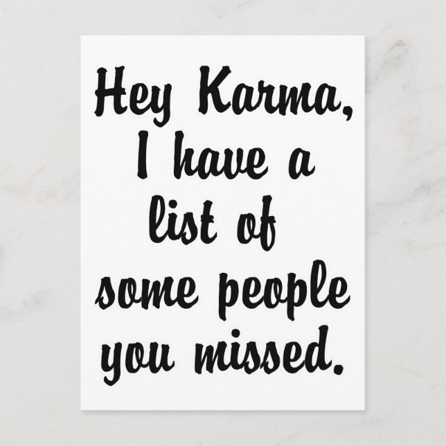 Carte Postale Hey Karma... (Devant)