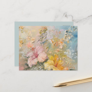 Carte Postale Hibiscus Tropical Fleurs Jaune Rose