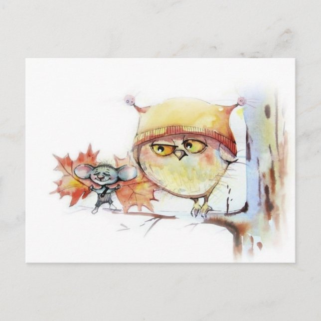 Carte postale hibou (Devant)