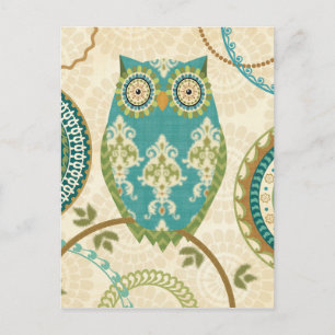 Carte Postale Hibou avec motifs circulaires
