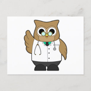 Carte Postale Hibou comme docteur avec Stétoscope