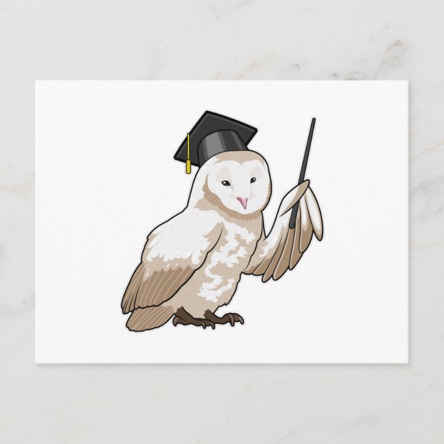 Carte Postale Hibou comme enseignant avec pointeur (Devant)