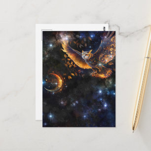 Carte Postale Hibou dans le ciel nocturne