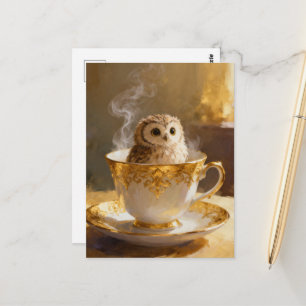 Carte Postale Hibou dans une tasse à thé