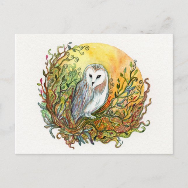 Carte Postale Hibou et lune (Devant)